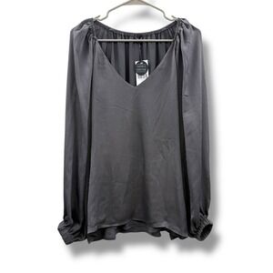 Buckle Black NWT Long Sleeve Blouse Large Gray Casual Flowy Lightweight